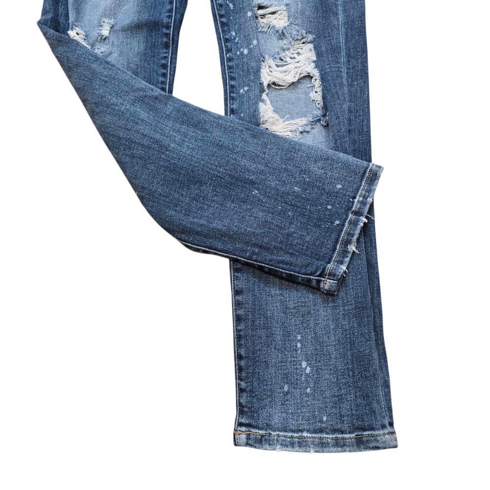Judy Blue‎ Distressed Boyfriend Jeans Size 7/28 Medium Wash Ripped Denim - Picture 2 of 7